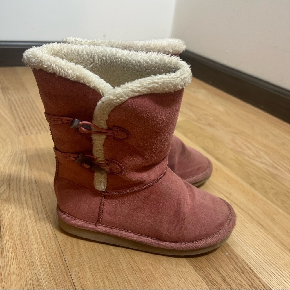 Pink Faux Shearling Lined Boots Sz 11 Pink Kids Girls Ankle Winter Fall